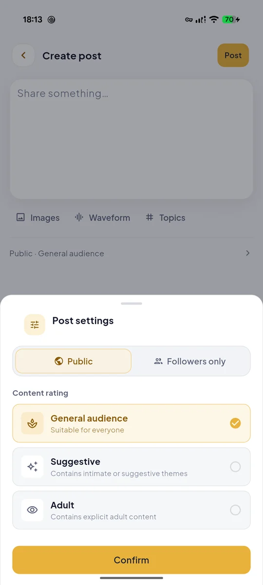 Android app post settings